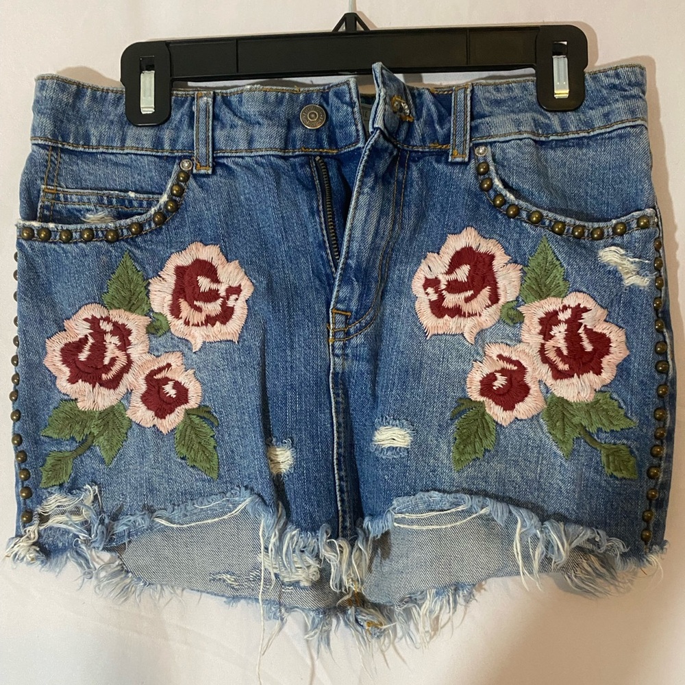 Free People Floral Mini Skirt